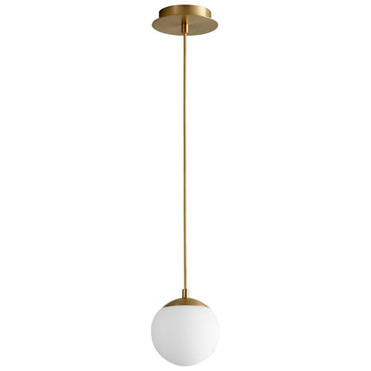 Oxygen Lighting Luna 6" 1 Light Pendant, Aged Brass/White - 3-670-40