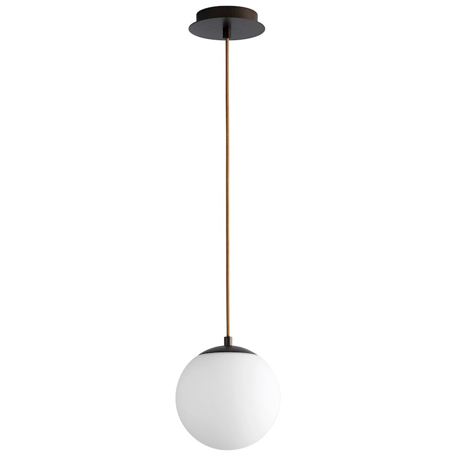 Oxygen Lighting Luna 8" 1 Light Pendant, Oiled Bronze/White - 3-671-22