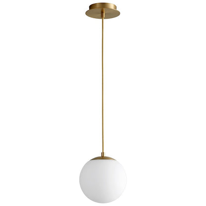 Oxygen Lighting Luna 8" 1 Light Pendant, Aged Brass/White - 3-671-40