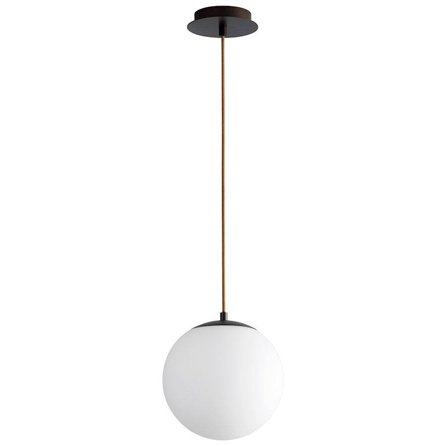 Oxygen Lighting Luna 10" 1 Light Pendant, Oiled Bronze/White - 3-672-22