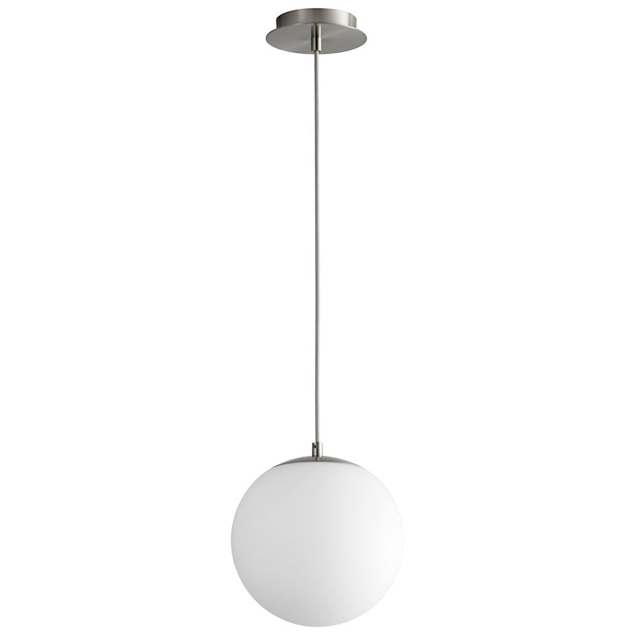 Oxygen Lighting Luna 10" 1 Light Pendant, Satin Nickel/White - 3-672-24