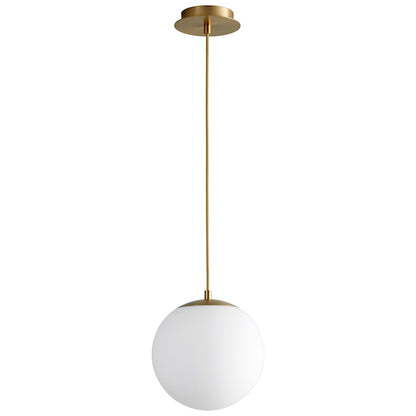 Oxygen Lighting Luna 10" 1 Light Pendant, Aged Brass/White - 3-672-40