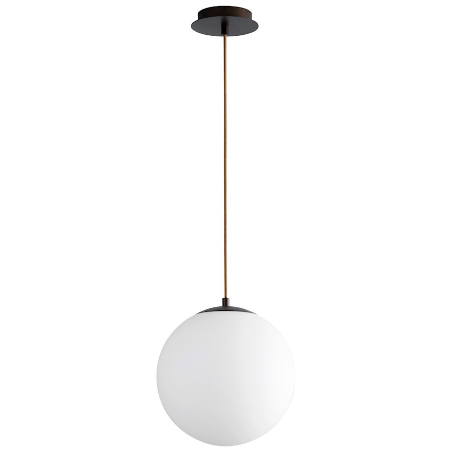 Oxygen Lighting Luna 12" 1 Light Pendant, Oiled Bronze/White - 3-673-22