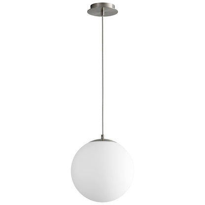 Oxygen Lighting Luna 12" 1 Light Pendant, Satin Nickel/White - 3-673-24