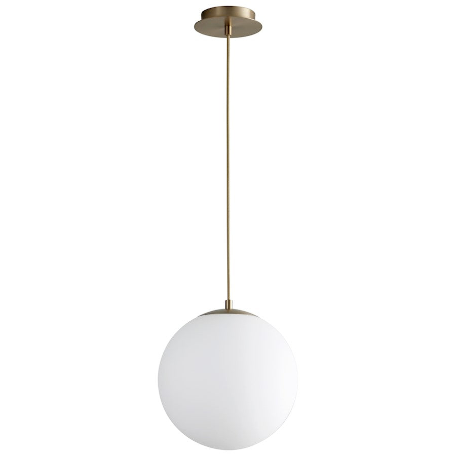 Oxygen Lighting Luna 12" 1 Light Pendant, Aged Brass/White - 3-673-40