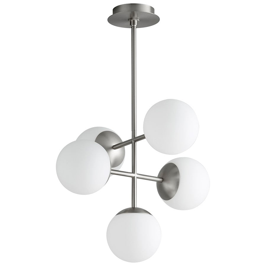 Oxygen Lighting Nebula 6" 5 Light Pendant, Satin Nickel/Satin Opal - 3-680-24