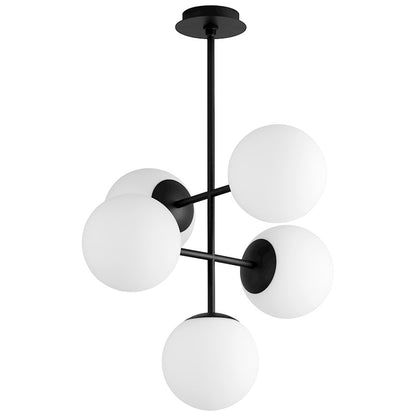 Oxygen Lighting Nebula 8" 5 Light Pendant, Black/Satin Opal - 3-681-15