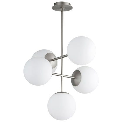 Oxygen Lighting Nebula 8" 5 Light Pendant, Satin Nickel/Satin Opal - 3-681-24