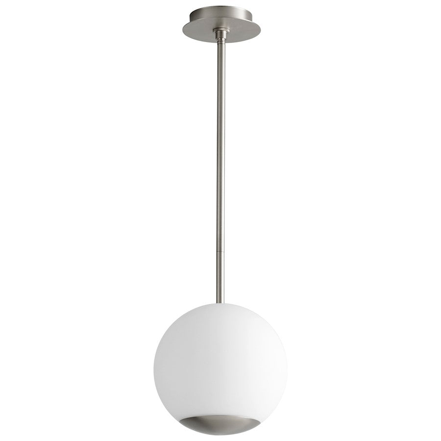 Oxygen Lighting Terra 10" 1 Light Pendant, Satin Nickel/Matte Opal - 3-690-24