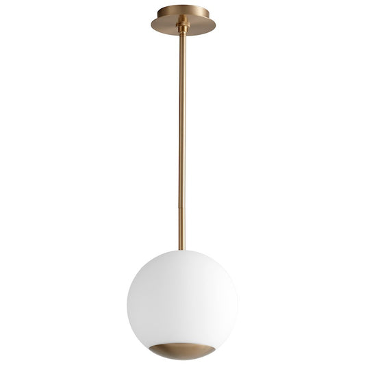 Oxygen Lighting Terra 10" 1 Light Pendant, Aged Brass/Matte Opal - 3-690-40