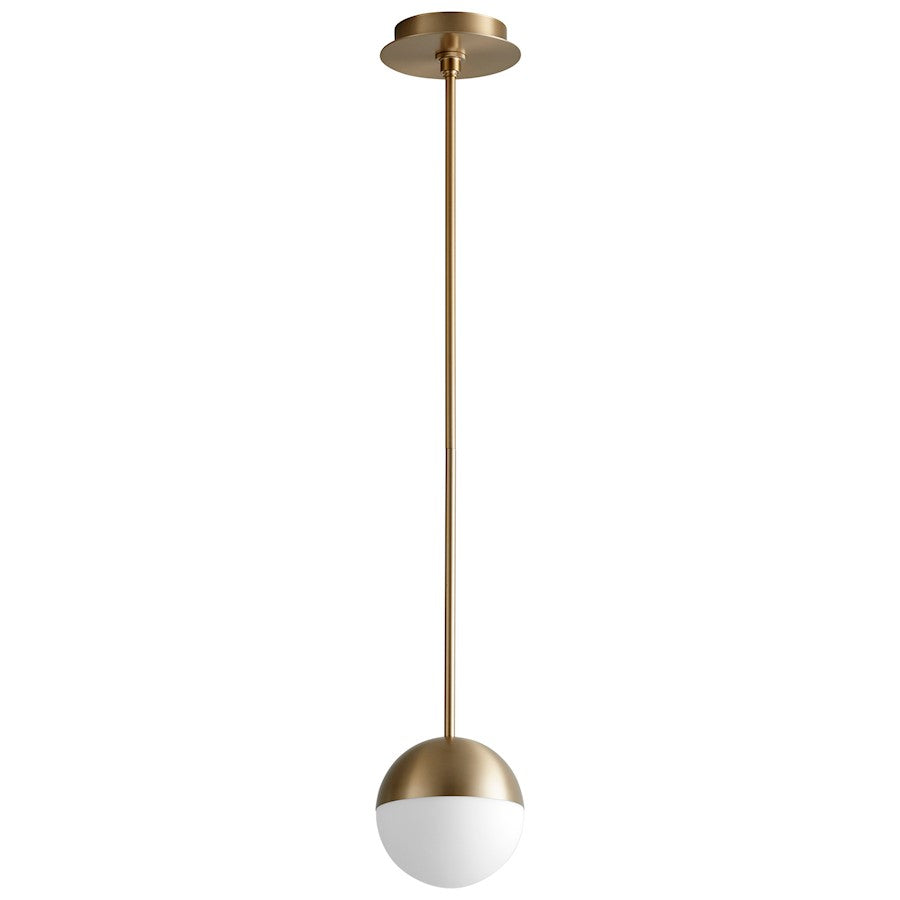 Oxygen Lighting Mondo 6" 1 Light Pendant, Aged Brass/Satin opal - 3-6900-40