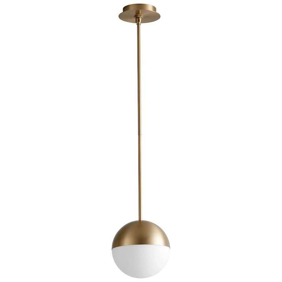 Oxygen Lighting Mondo 8" 1 Light Pendant, Aged Brass/Satin opal - 3-6901-40