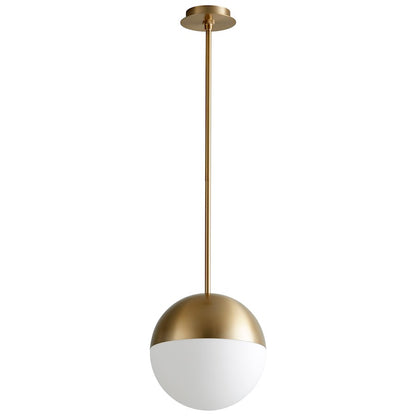 Oxygen Lighting Mondo 12" 1 Light Pendant, Aged Brass/Satin opal - 3-6903-40