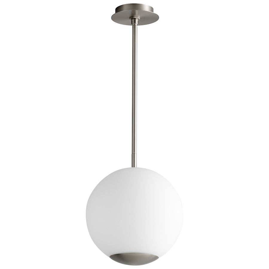 Oxygen Lighting Terra 12" 1 Light Pendant, Satin Nickel/Matte Opal - 3-691-24