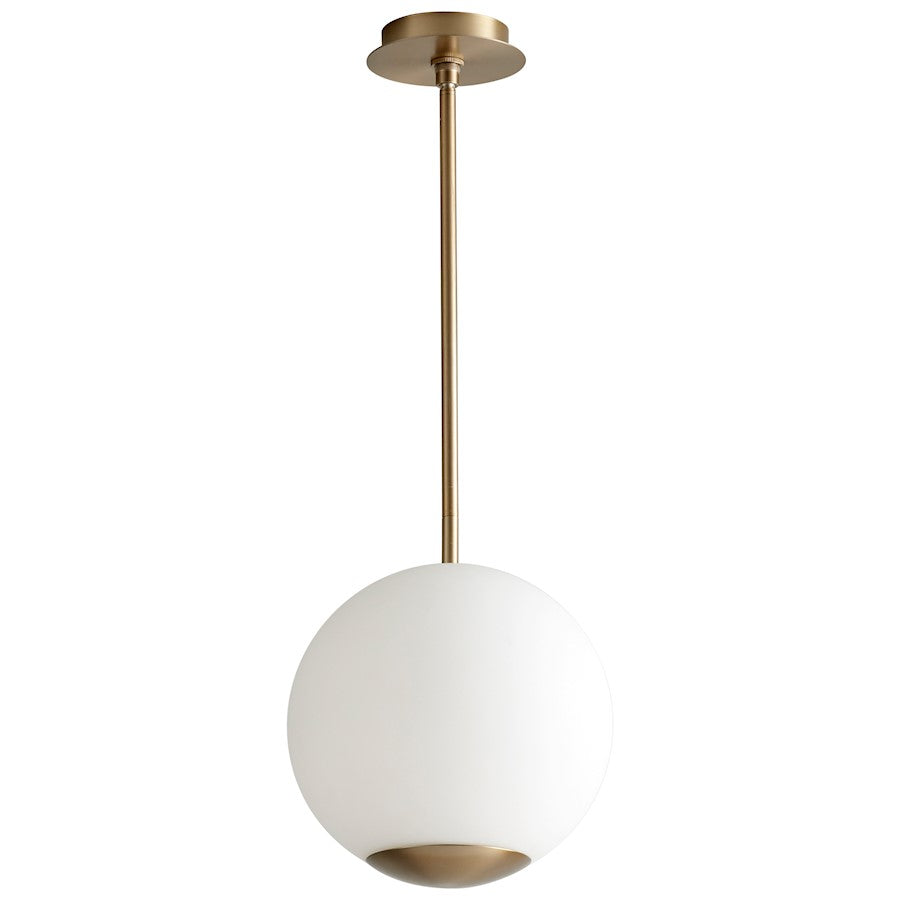 Oxygen Lighting Terra 12" 1 Light Pendant, Aged Brass/Matte Opal - 3-691-40