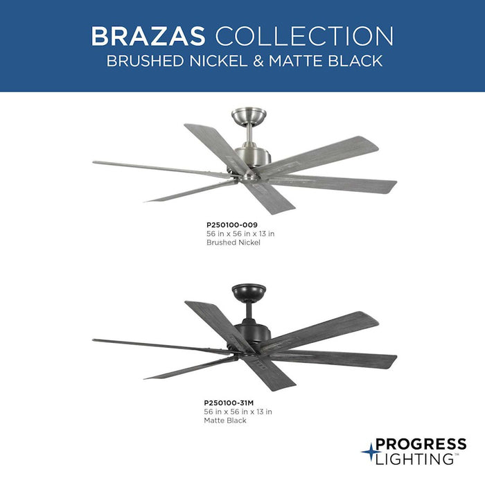 Progress Lighting Brazas 56" 6-Blade Ceiling Fan