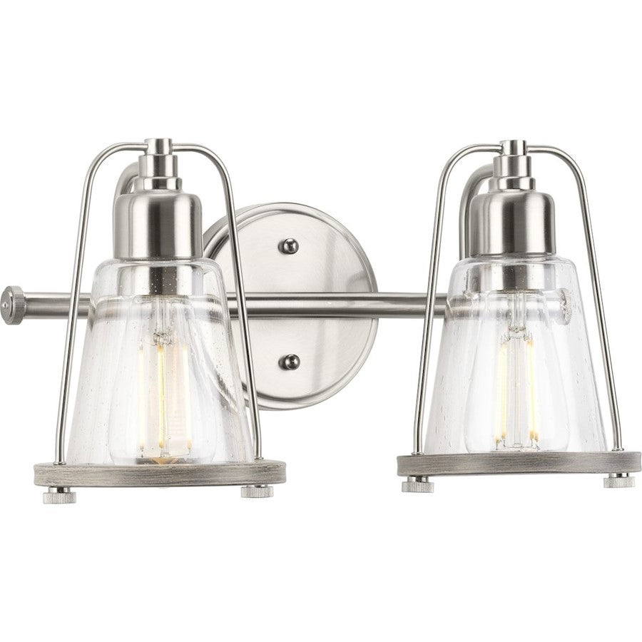 Progress Lighting Conway 2 Light Bath Vanity, Nickel/Clear Seeded - P300296-009