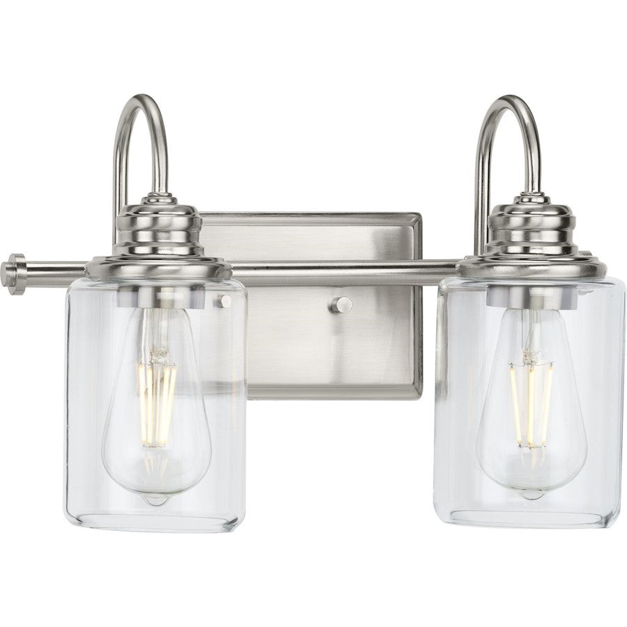 Progress Lighting Aiken 2 Light Vintage Wall Light, Nickel/Clear - P300321-009