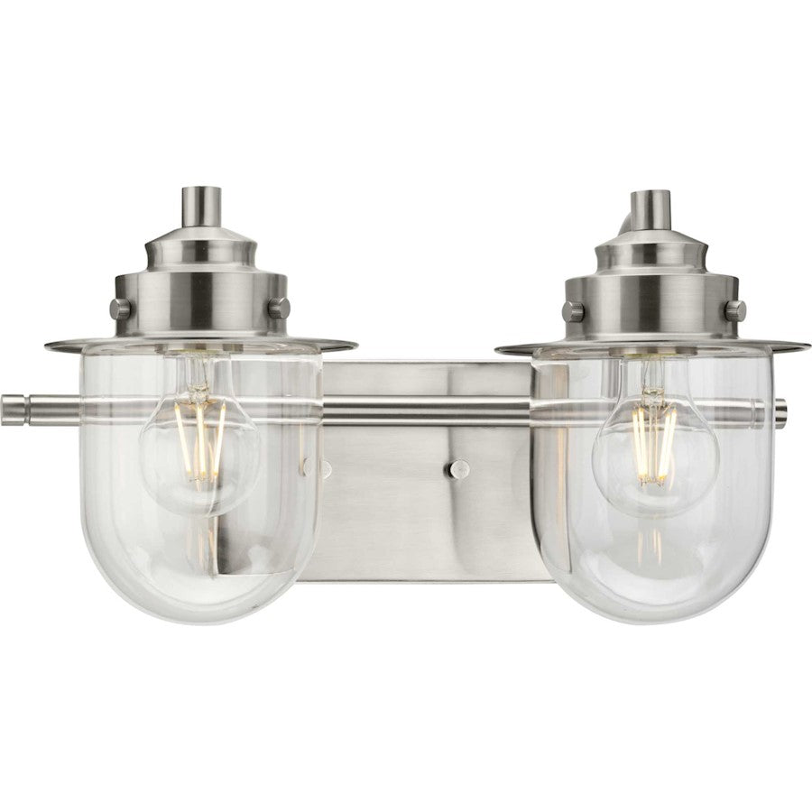 Progress Lighting Northlake 2-Light Bath Light, Nickel/Clear - P300435-009