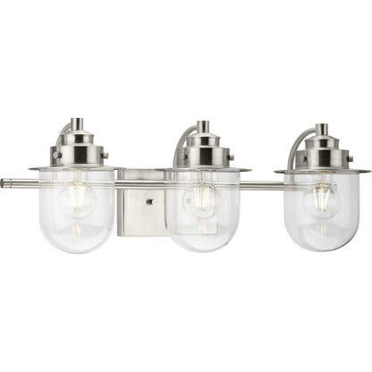 Progress Lighting Northlake 3-Light Bath Light, Nickel/Clear - P300436-009