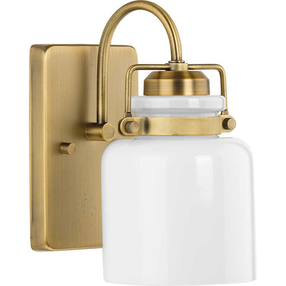 Progress Lighting Fessler 1-Light Wall Sconce, Vintage Brass Opal - P300438-163