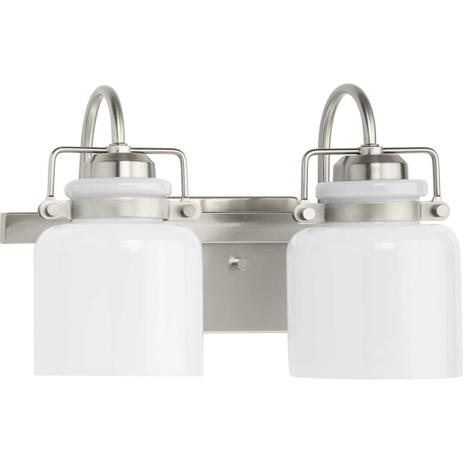 Progress Lighting Fessler 2-Light Bath Light, Nickel Opal Glass - P300439-009