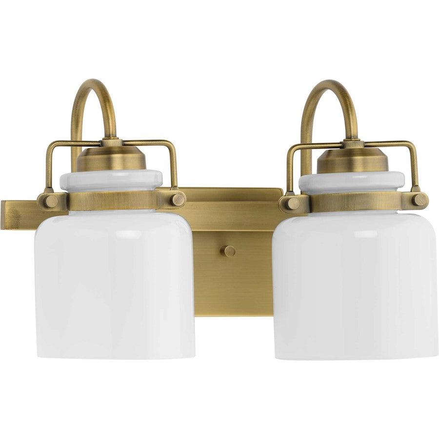 Progress Lighting Fessler 2-Light Bath Light, Vintage Brass Opal - P300439-163