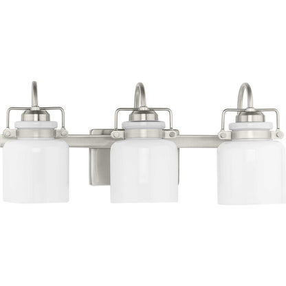 Progress Lighting Fessler 3-Light Bath Light, Nickel Opal Glass - P300440-009