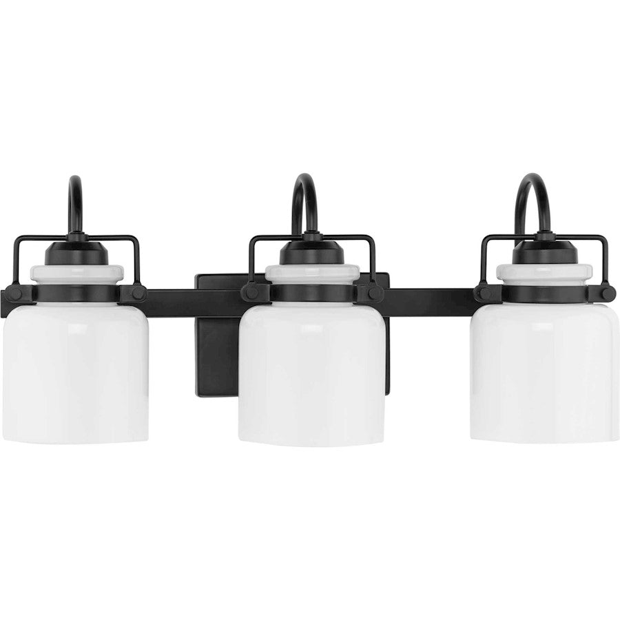 Progress Lighting Fessler 3-Light Bath Light, Black Opal Glass - P300440-31M