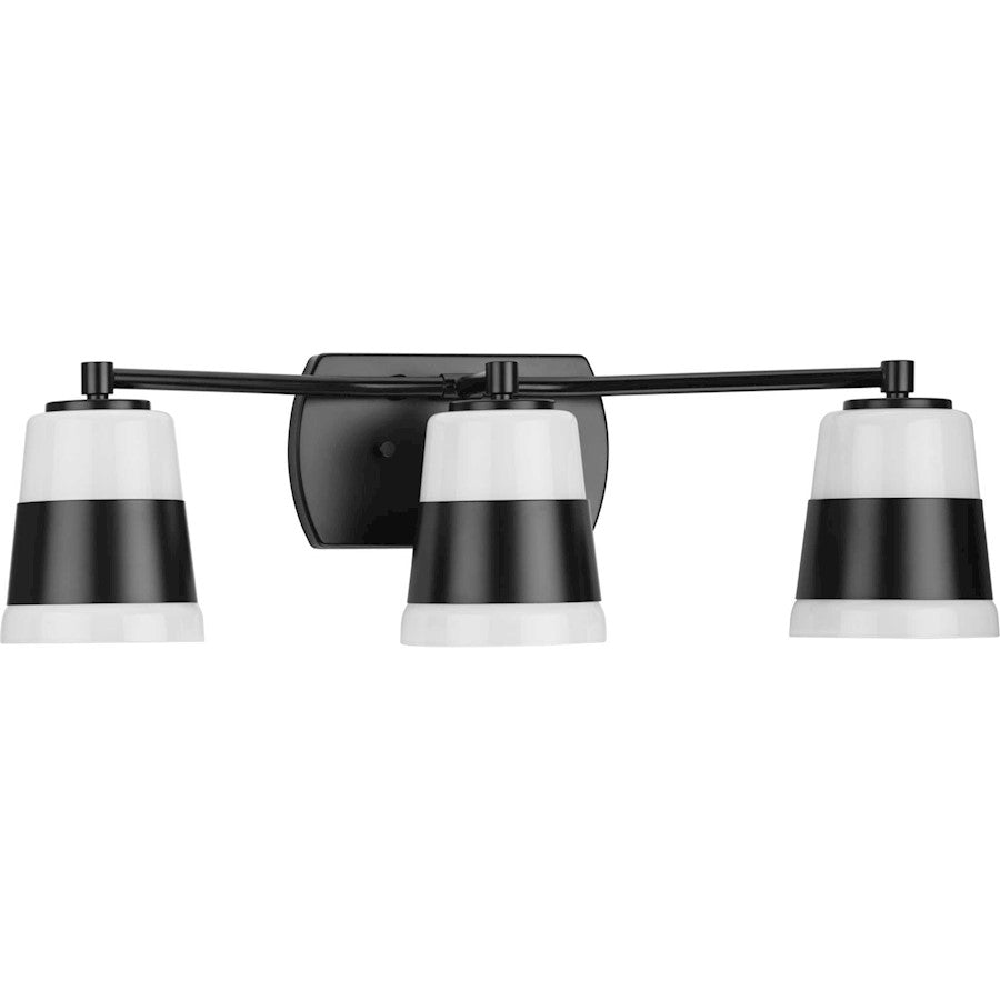 Progress Lighting Haven 3-Light Bath Light, Matte Black Opal Glass - P300444-31M