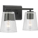 Progress Lighting Vertex 2-Light Bath Light, Black/Clear Glass - P300458-31M