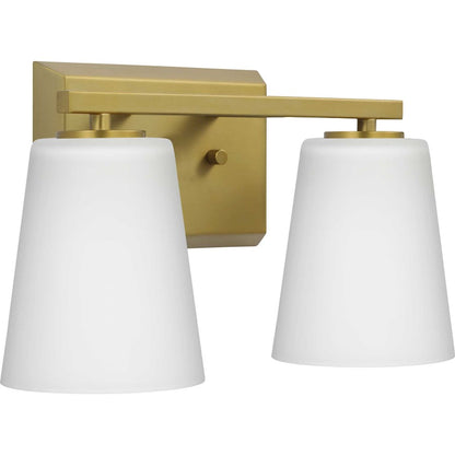 Progress Lighting Vertex 2-Light Bath Light, Gold/Etched White - P300462-191