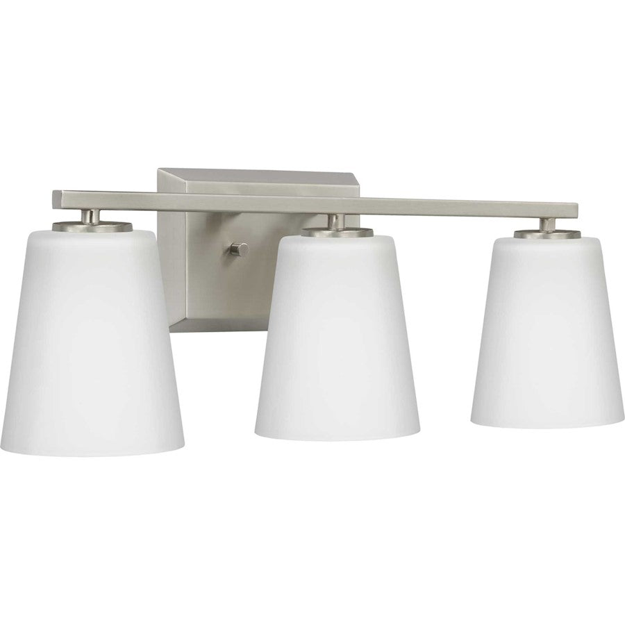 Progress Lighting Vertex 3-Light Bath Light, Nickel/Etched White - P300463-009