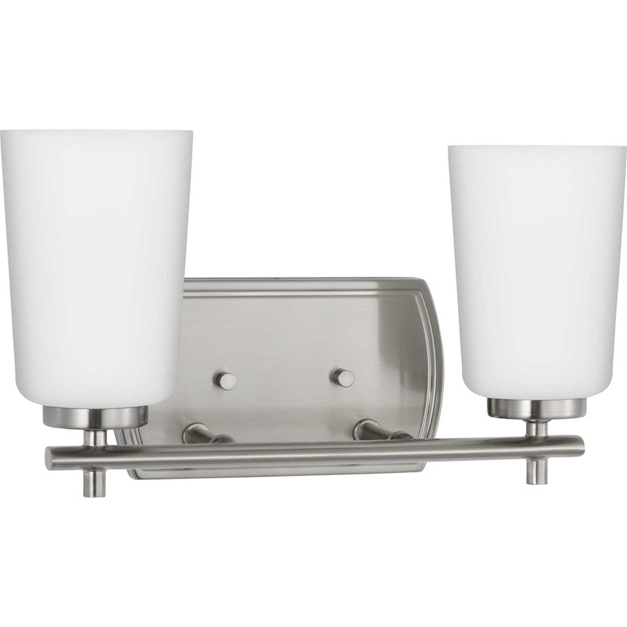 Progress Lighting Adley 2-Lt Bath Vanity Light, Nickel/Etched Opal - P300466-009