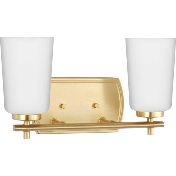 Progress Lighting Adley 2-Lt Bath Vanity Light, Brass/Etched Opal - P300466-012
