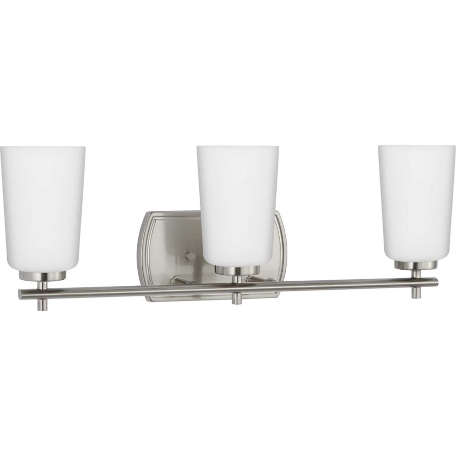 Progress Lighting Adley 3-Lt Bath Vanity Light, Nickel/Etched Opal - P300467-009