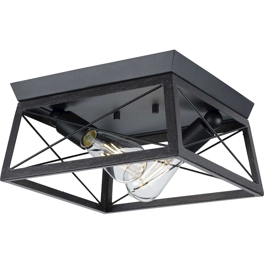 Progress Lighting Briarwood 2 Light Flush Mount, Textured Black - P350039-031