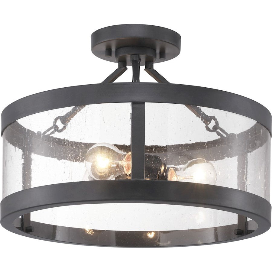 Progress Lighting Gresham 3-Light Semi-Flush, Seeded/Graphite