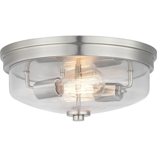 Progress Lighting Blakely 2-Light Flush Mount, Clear/Nickel