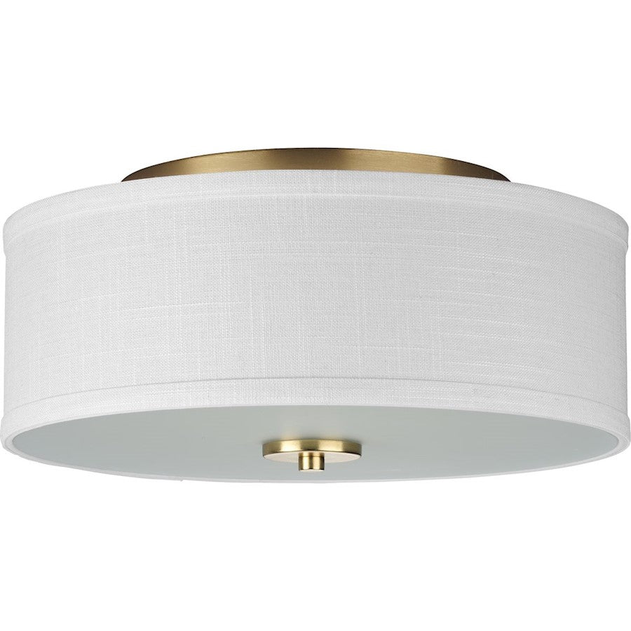 Progress Lighting Inspire 2-Lt Brass Summer Linen Flush - P350130-012