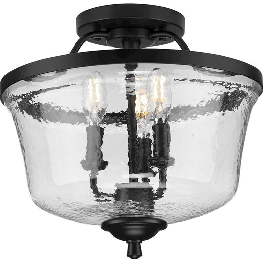 Progress Lighting Bowman Black 3-LT Semi-Flush, Chiseled - P350148-031