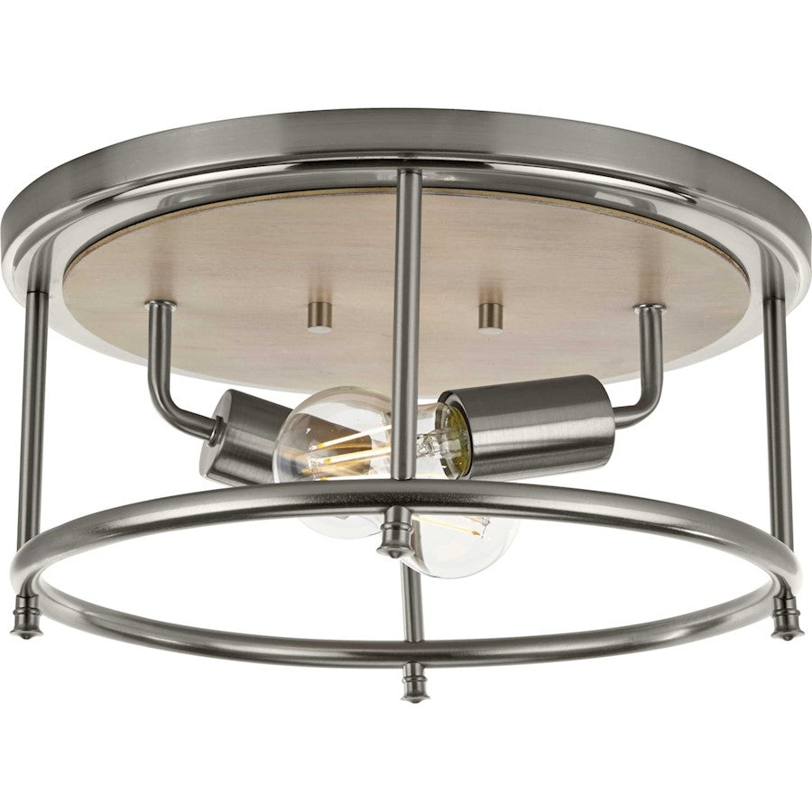 Progress Lighting Durrell 2-Light Brushed Nickel 13" Flush Mount - P350151-009