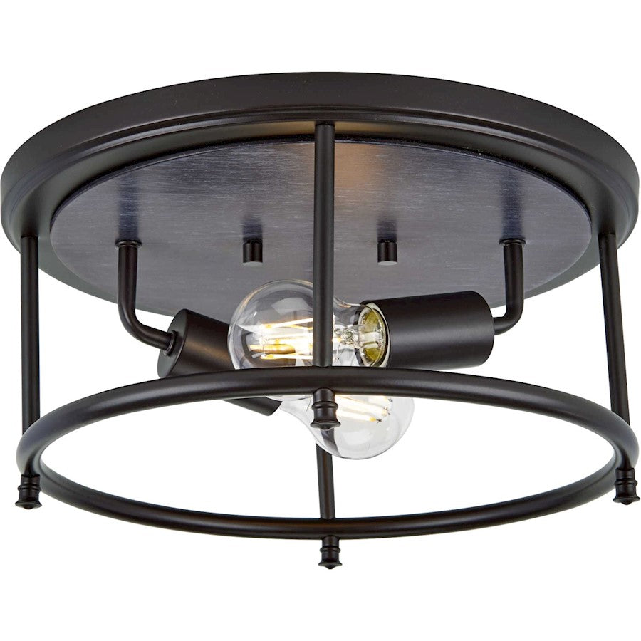 Progress Lighting Durrell 2-Light Black 13" Flush Mount - P350151-031