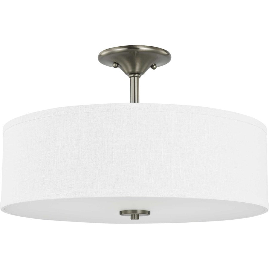 Progress Lighting Inspire Nickel 3-Light 18" Semi-Flush, Linen - P350167-009