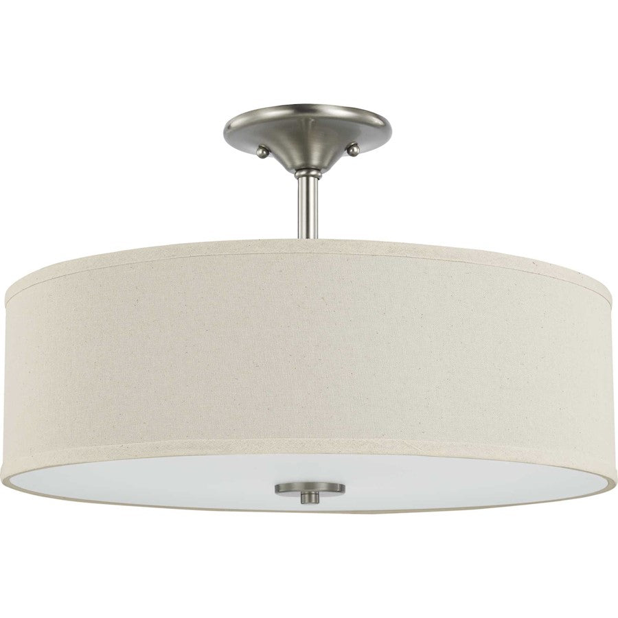 Progress Lighting Inspire Nickel 3-LT 18" Semi-Flush, Off White - P350168-009