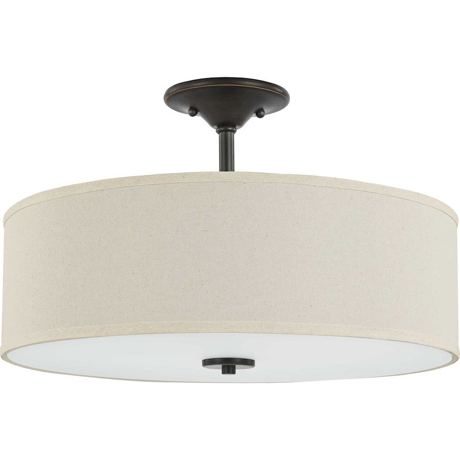 Progress Lighting Inspire Bronze 3-LT 18" Semi-Flush, Off White - P350168-020