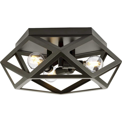 Progress Lighting Saucedo 3-Lt 14.6" Flush Mount, Bronze - P350244-129