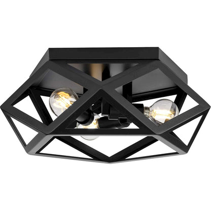 Progress Lighting Saucedo 3-Light 14.6" Flush Mount, Matte Black - P350244-31M