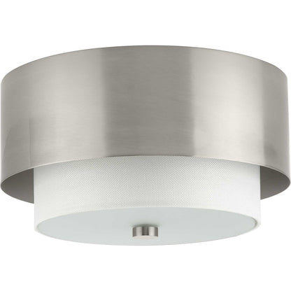 Progress Lighting Silva 2-Lt 14" Flush Mount, Nickel White Linen - P350249-009