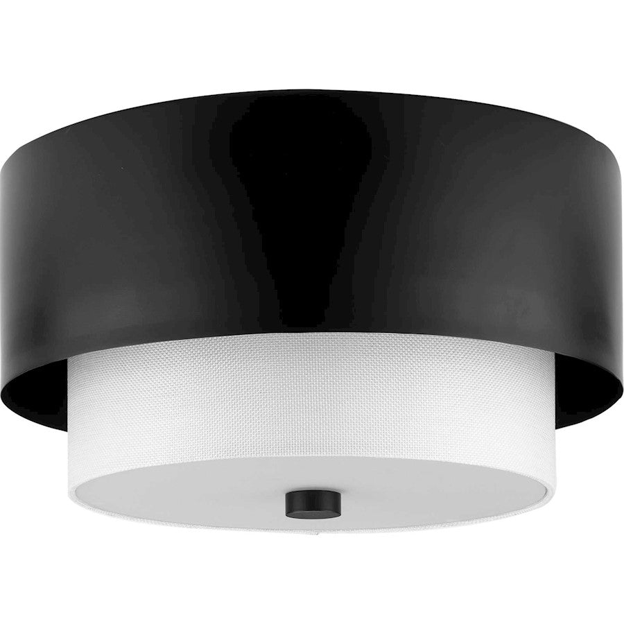 Progress Lighting Silva 2-Lt 14" Flush Mount, Black White Linen - P350249-31M